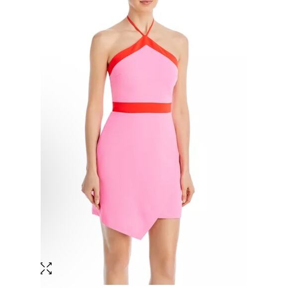 Amanda Uprichard pink and red halter tie mini dress Size XS NWT - Picture 9 of 16